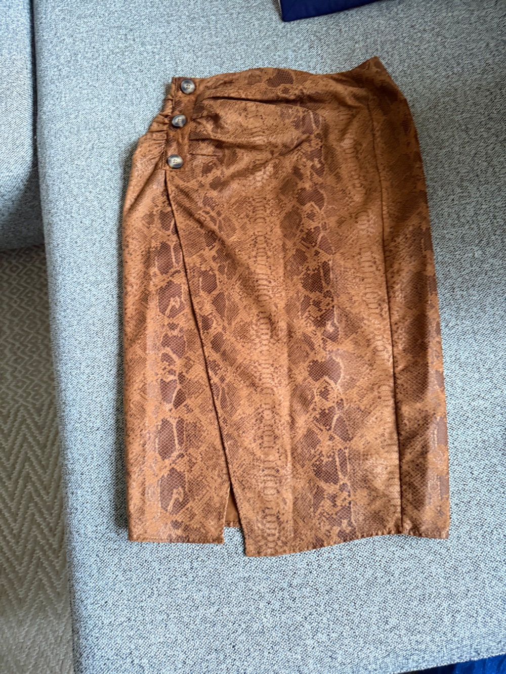 Zara Brown Snake-Print Wrap Pencil Skirt